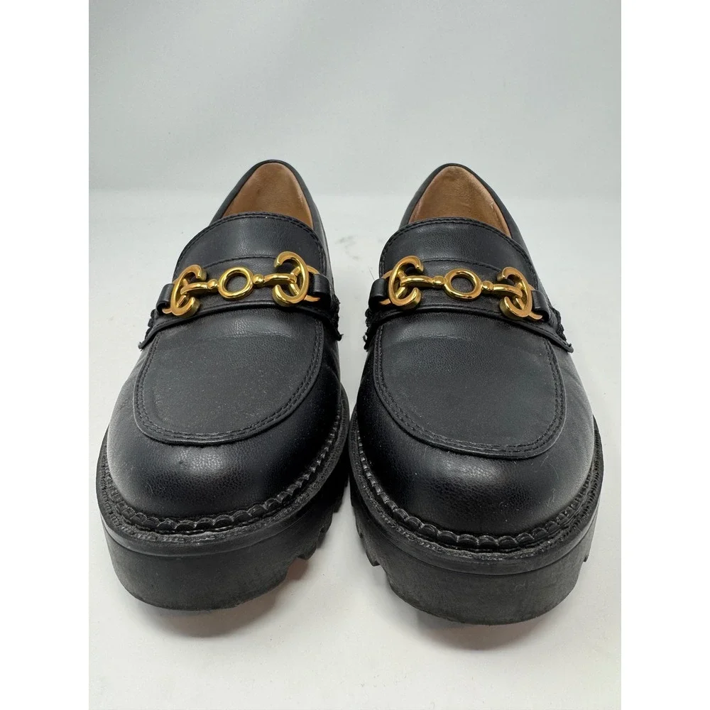 Circus NY by Sam Edelman Deana‎ Black Lug Sole Horsebit Loafers Platform Size 6M